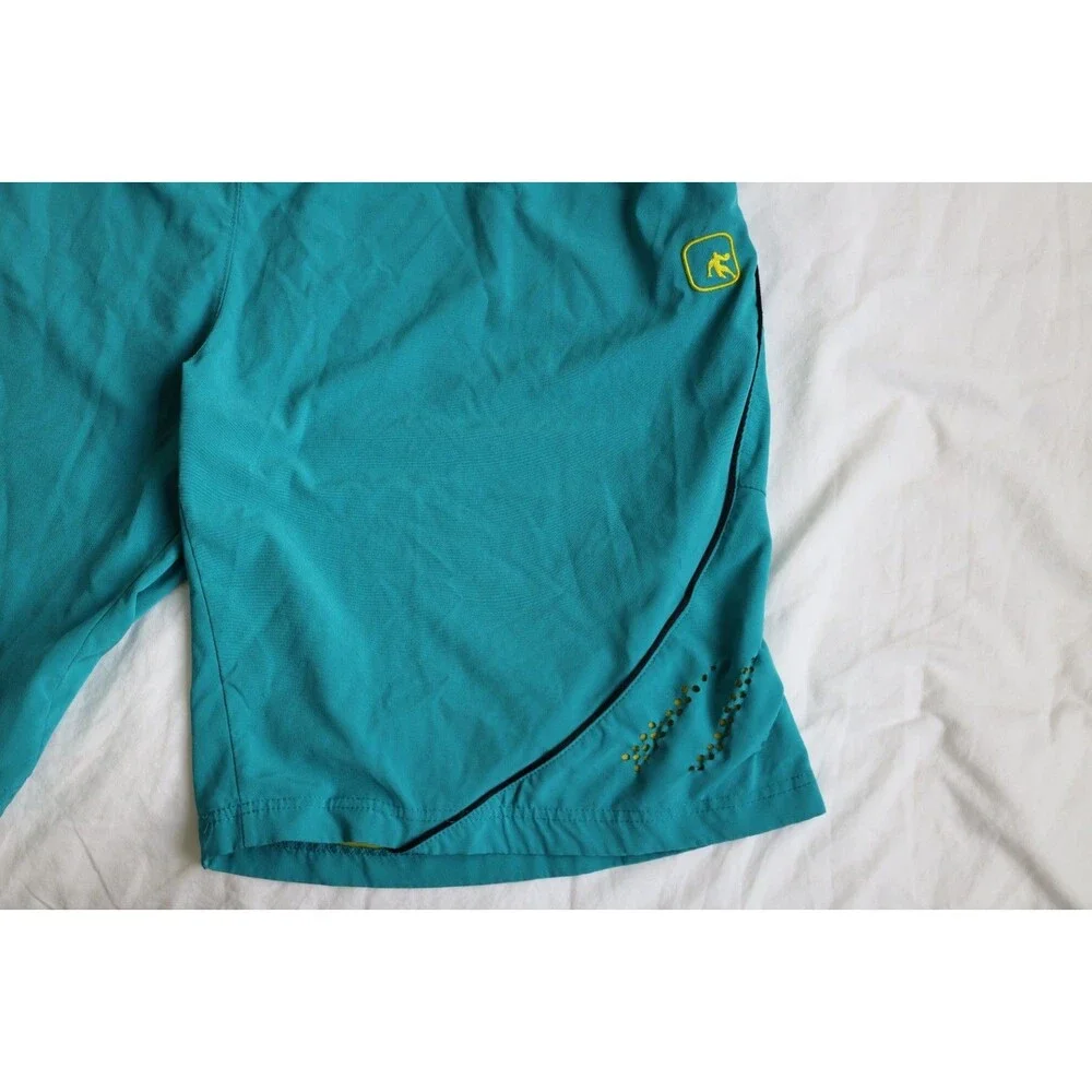 AND1 Basketball Shorts Mens Large Teal Yellow Black Vintage Style Baggy Athletic